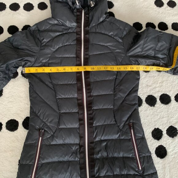 Lululemon Down Puffer Coat Liner 4 Black Hooded Athleisure Long Jacket - Picture 12 of 16